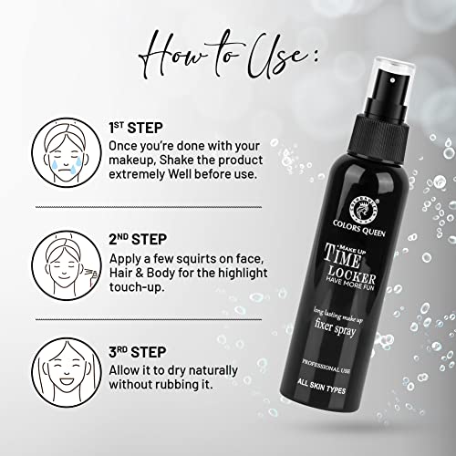 Colors Queen Time Locker Natural Makeup Fixer Spray | Long Lasting Makeup Setting Spray for Face Makeup | Light Weight Quick Dry Makeup Setting Spray with Vitamin C & E - 80ml - Image 5