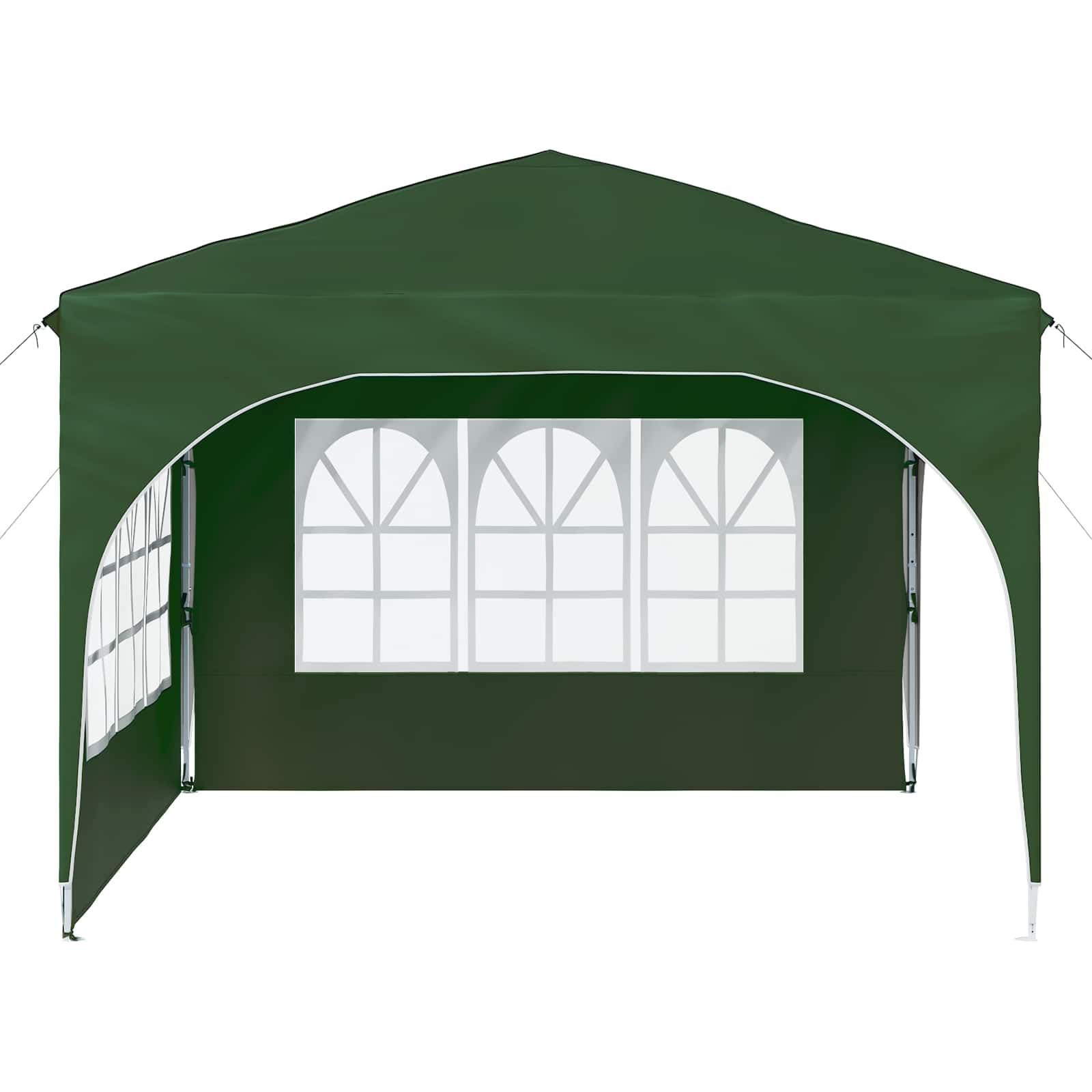 Namiot imprezowy Pop-up 290 x 290 x 245 cm, zielony, tkanina Oxford 210D, regulacja wysokości 227-245 cm, z 2 ścianami bocznymi, ochrona przed promieniowaniem UV i deszczem, mobilny namiot