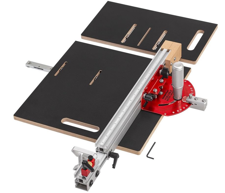 Woodpeckers inDexable Table Saw Miter Sled with Drop Zone Make Precise Angled Cuts Safely & Accurately Protractor Head & Fence System Made in USA - IMS-I
