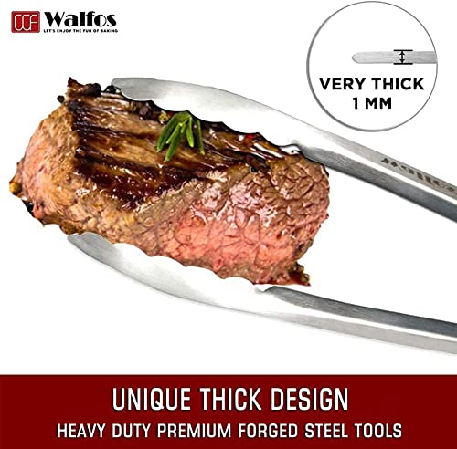 Walfos Küchenzange 43cm Grillzange mit langem Griff, 304 Premium-Edelstahl und rutschfester hitzebeständiger Griff - ideal zum Grillen, Grillen, Drehen und Kochen von Speisen
