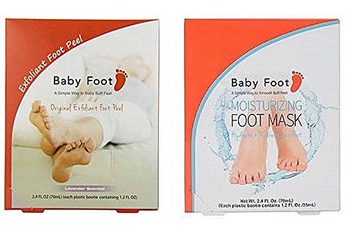 Baby Foot - Peel and Mask (2 pack) Deep Exfoliant Foot Peel with Moisturizing Foot Mask 2.4 Fl. Oz - Exfoliate Dead Skin, Soothe Dry Feet, Youth-Boosting Collagen with Natural Extracts, Softer Feel
