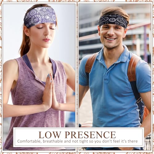 Image of 18 Pcs Sports Sweatbands for Men Women Camo Headbands Workout Non Slip Headbands Breathable Head Band Fitness Stretchy Unisex Hairband for Yoga Running Cycling Ball