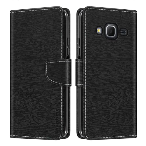 Shantime Étui Portefeuille Cuir Compatible avec Samsung Galaxy Core Prime, Housse Colorée Rabat avec Cartes, Fermeture Aimantée Protection Totale(Noir)