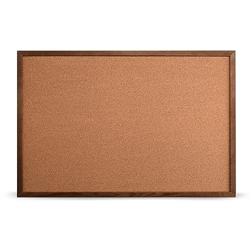 MG Design Pizarra de corcho con marco de madera Marrón 90 x 120 cm: pizarra de corcho para notas, fotos y planes para el hogar, la oficina y la escuela.