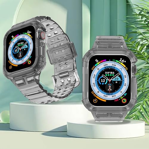 CRIS-BAND Bumper Bands Compatible with Apple Watch Band 45mm 44mm 42mm 41mm 40mm 38mm for Women Men, Water Shock-Proof Strap for iWatch Apple Watch Band with Case for Series 9 8 7 6 SE 5 4 3 2 1