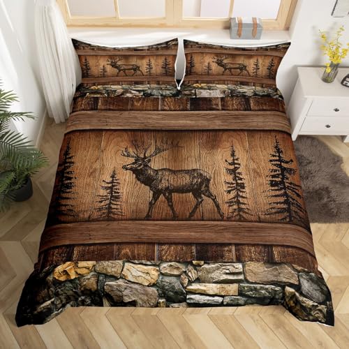 Homewish Hirsch Elch Bettbezug 135x200 Rustikale Hütte Lodge...