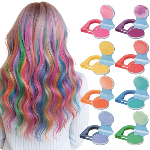 GWAWG Craie pour Cheveux 8 Couleurs, Coloration Temporaire Cheveux Lavable, Cire Colorante Cheveux UV Réactive, Couleur Cheveux Néon pour Enfants et Filles,...