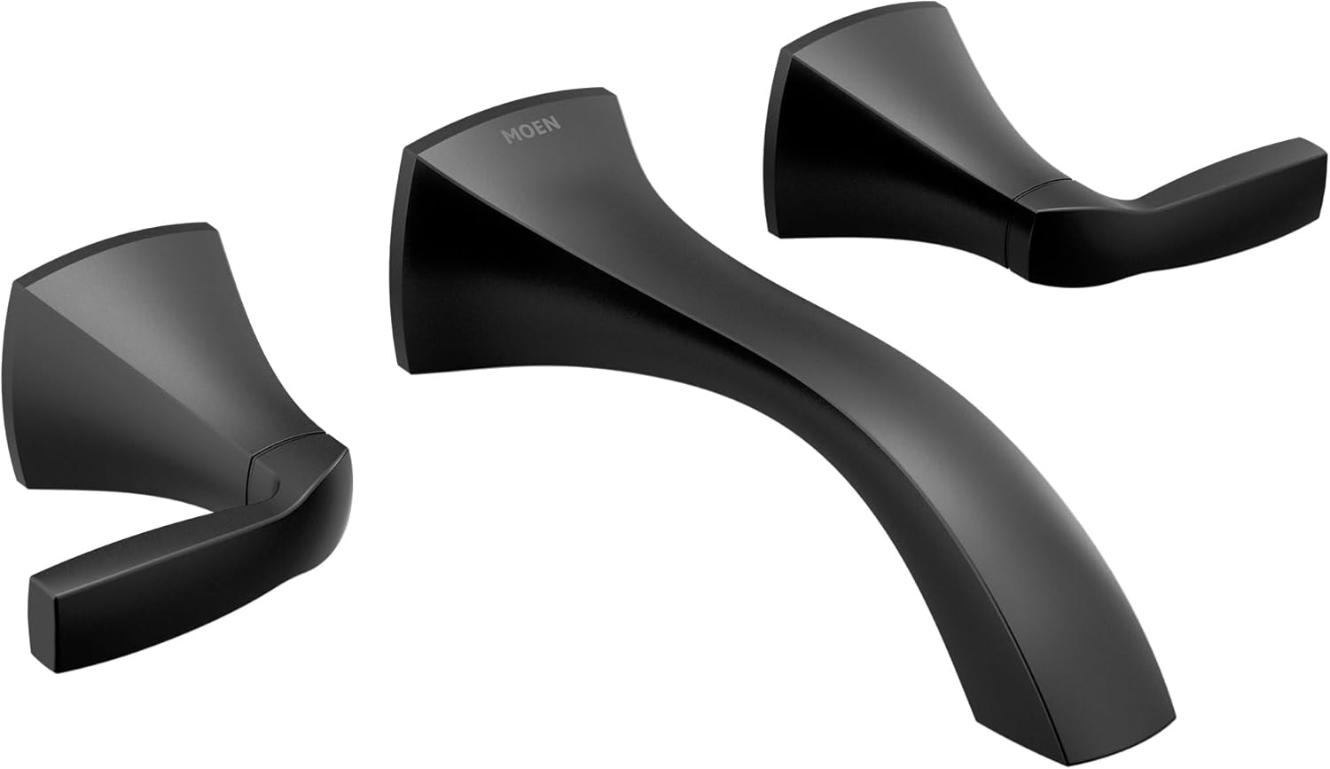 Moen Voss Matte Black Two-Handle Wall Mount Bathroom Faucet Trim Kit, Valve Required, T6906BL