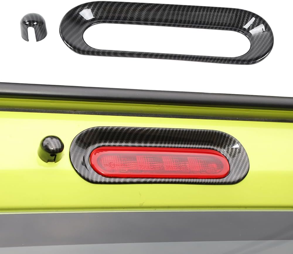 2PCS Rear High Brake Light Cover Back High Mounted Brake Marker Lamp Trim Frame for Suzuki Jimny 2019-2025 Car Exterior Accessories (Carbon Fiber Black)