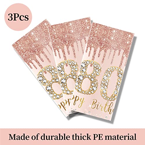 Excelloon 3 Pack 80Th Birthday Tablecloth Decorations For Women, Pink Rose Gold Happy 80 Birthday Table Cover Party Supplies, 80 Year Old Birthday Plastic Disposable Rectangular Table Cloth Decor #TOP3