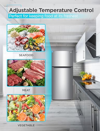 Image of BLACK+DECKER 18.1 Cu. Ft. Top Mount Refrigerator with Freezer, 2 Door Refrigerator with Top Freezer and Adjustable Temperature Control, ENERGY STAR Certified, BR1810HS, Stainless Steel Look