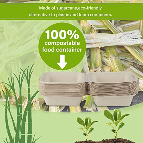 Greensight Compostable Take Out Food Container 6X6, 25 Pack Disposable Clamshell Food Containers, Heavy Duty To Go Boxes, Eco-Friendly Biodegradable Made From Sugarcane Fibers #TOP3
