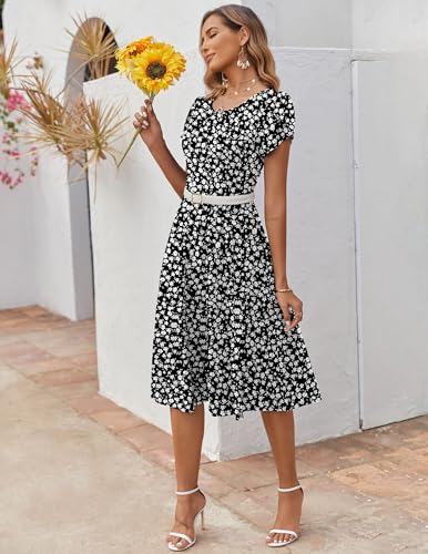 Image of ZEAGOO Womens Casual Dresses for Summer Short Sleeve Flare Midi Dress Loose Flowy Beach Sundress