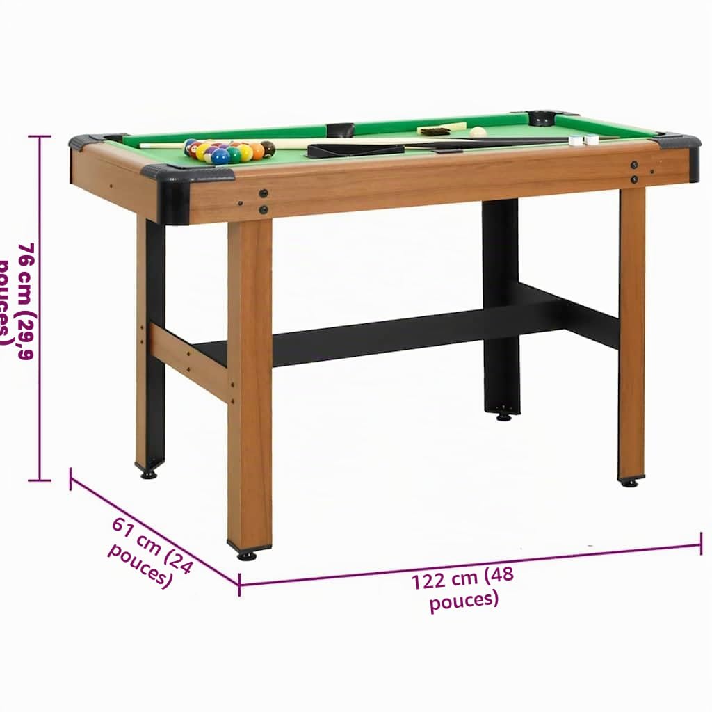 vidaXL Table de Billard 4 Pieds 122x61x76 cm Marron