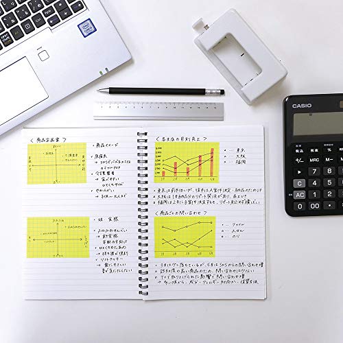 Image of Yamato Memoc Roll Tape, Self-Stick Memo Paper Tape, with Tape Dispenser, 50mm x 10m, 5mm Squared, Yellow, 1 ea. (NRK-50CH-LH)