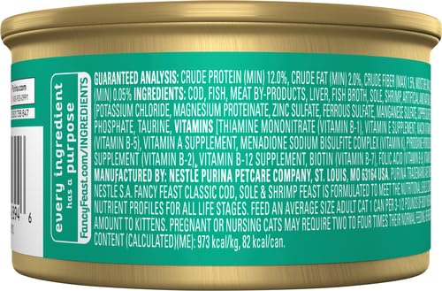 image for PURINA Fancy Feast Fancy Feast Cat Food Cod Sole & Shrimp Feast, 3 oz,