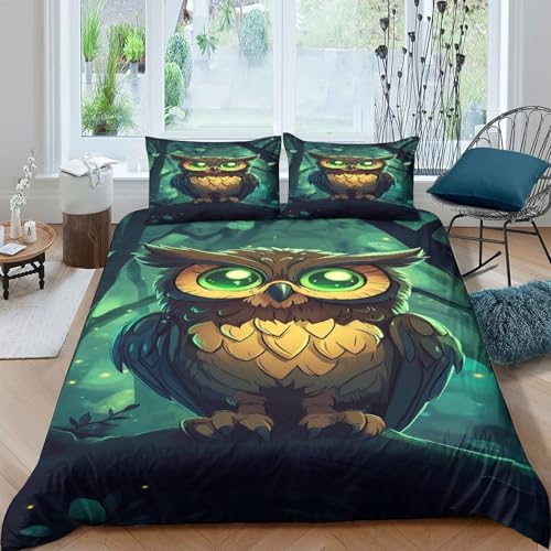Parure de lit hibou 3D anti-transpiration en microfibre légère