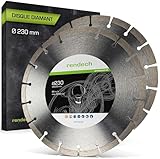 rendech® Disque diamant 230 mm professionnel pour Béton, Pierre, Brique etc.   Disques à tronçonner diamantés haute performance | Lot de 2