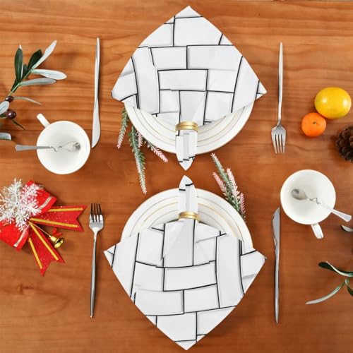 Servilletas de Tela Reutilizables Negro Blanco 20x20 pulg 6 un miniatura 4
