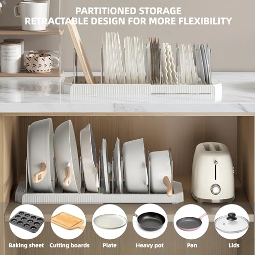 Expandable-Pot-and-Pan-Organizer-Rack-for-Kitchen-Cabinet-or-Under-Sink-Adjustable-Lid-Holder-with-7-Dividers-Space-Saving-Storage-for-Renters-Small-Homes-and-Busy-Cooks-White