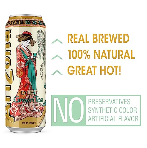 Image of AriZona Diet Green Tea with Ginseng and Honey - Big Can, 22 Fl Oz (Pack of 24)