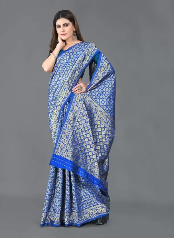 Image of StyleScope Women's Kanjivaram Banarasi Jacquard Silk Saree With Unstitched Blouse Piece (Silk Mix)