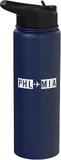 PHL to MIA Airplane Route Philadelphia Miami Airport Code Stainless Steel Insulated Water Bottle