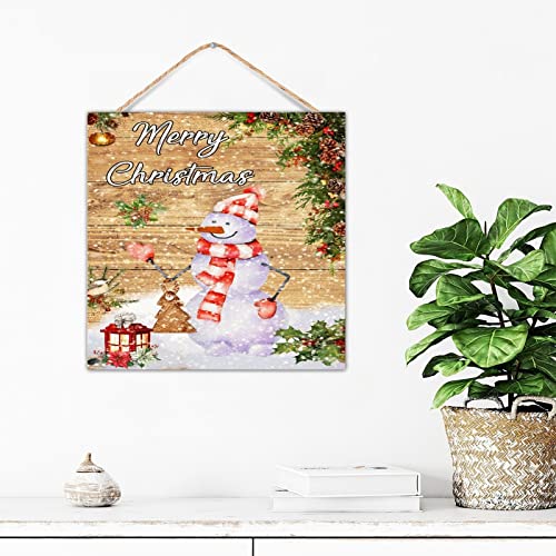 Panneau de bois antique décoration murale cottage bonhomme de neige