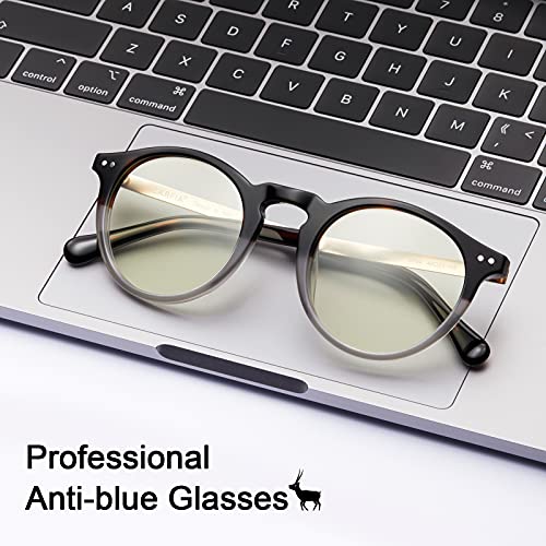 Image of CARFIA Acetate Round Blue Light Blocking Glasses for Women Anti Eye Eyestrain Computer Gaming Glasses CA5373NF