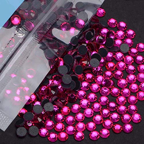 Image of 3000 Pieces Hot Fix 3MM Glass Flatback Rhinestones HotFix Round Crystal Gems (Rose Pink, SS10)