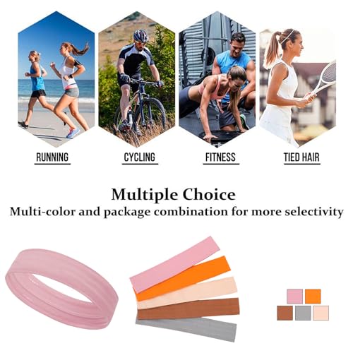 Image of Workout Headbands Non Slip Headband Sport Headbands Sweatbands Elastic Sport Hair Bands for Sports Travel Indoor Fitness Gym