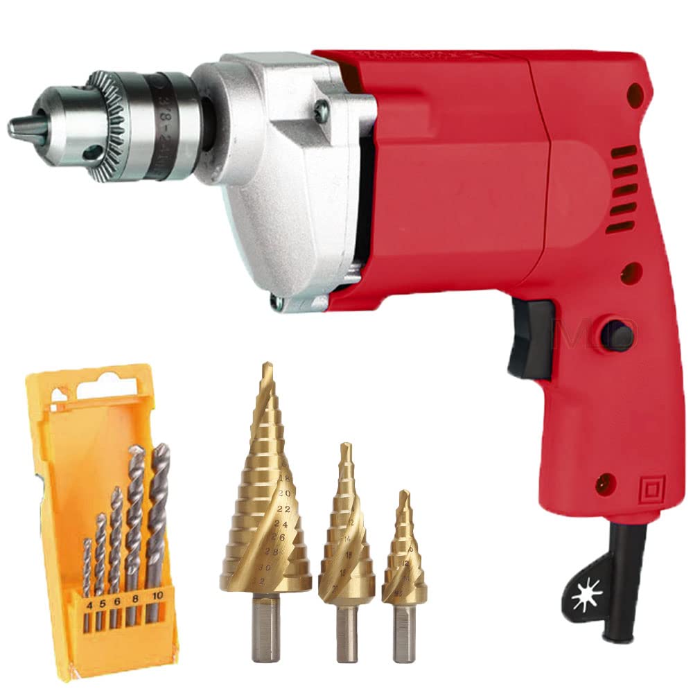 10mm drill machine 350W/450W electric hand drilling machine With 5 Pcs HSS Drill Bit and 3 pcs Step Cone bit set for wall,metal,wood (B0B4G8GN93) Amazon Price History, Amazon Price Tracker