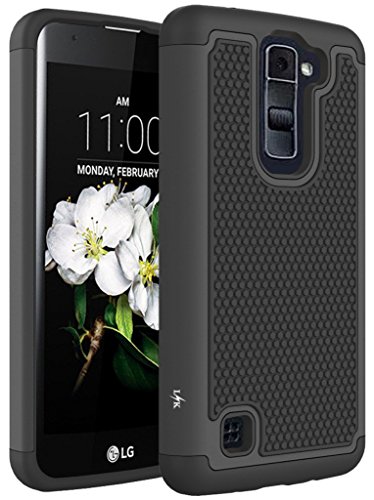 LK Case for LG Tribute 5, LG K7,[Shock Absorption] Drop Protection Hybrid Dual Layer Armor Defender Protective Case Cover for LG Tribute 5 / LG K7, Black