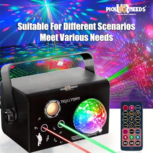 Image of Pick Ur Needs Party Lights DJ Disco Light with Remote - Sound Activated LED Strobe Laser Light Projector for Home, Club, Birthday, Wedding, Christmas, Stage - RGB Color Effects & Patterns