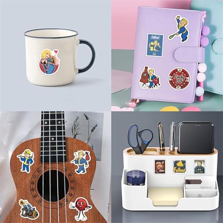60Pcs Game Stickers,Fallout Stickers for Teens,Cool Cartoon Sticker Pack,Cartoon Characters Stickers for Teens Adults,Waterproof Decals for Laptop,Phone Case(Fall)