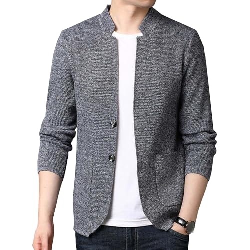Men's Slim Fit Stand Collar Sweater Knit Cardigan Casual Solid Sweater Button Down Lightweight Sweaters
