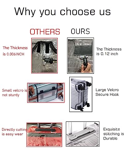 Clear PVC Suitcase Cover - Thickened Waterproof Luggage Protector, Full Transparent Dustproof Sleeve for Wheeled Suitcases (22")3