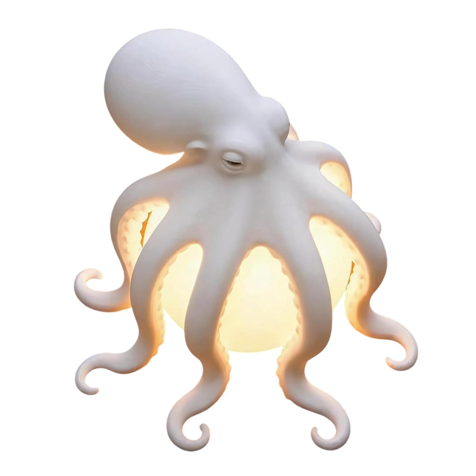 RetroNest Octopus Coastal Decor Table Lamp,Resin Night Light with Realistic Tentacle Texture,Bedside Desk Lighting for Bedroom USB Powered Unique Ocean Gift 15x12cm White