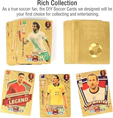 Image of Bestie toys Football Star 55 Gold Cards, Soccer Trading Card, Gold Foil Cards, No Repetition(55pcs)