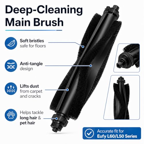 Image of Replacement Parts Compatible with Eufy L60 /L50 Series Robot Vacuums, Accessories Including 1 Main Brush, 4 Hepa Filters, 4 Side Brushes, 4 Dust Bags
