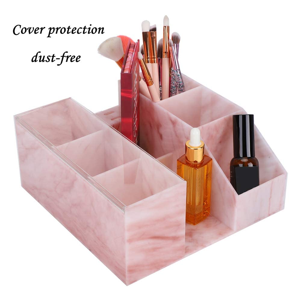 zalati Scatola porta attrezzi per bellezza per ciglia Espositore per trucco cosmetico Contenitore per estensione per ciglia finte Scatola portaoggetti per attrezzi, stile marmorizzato rosa