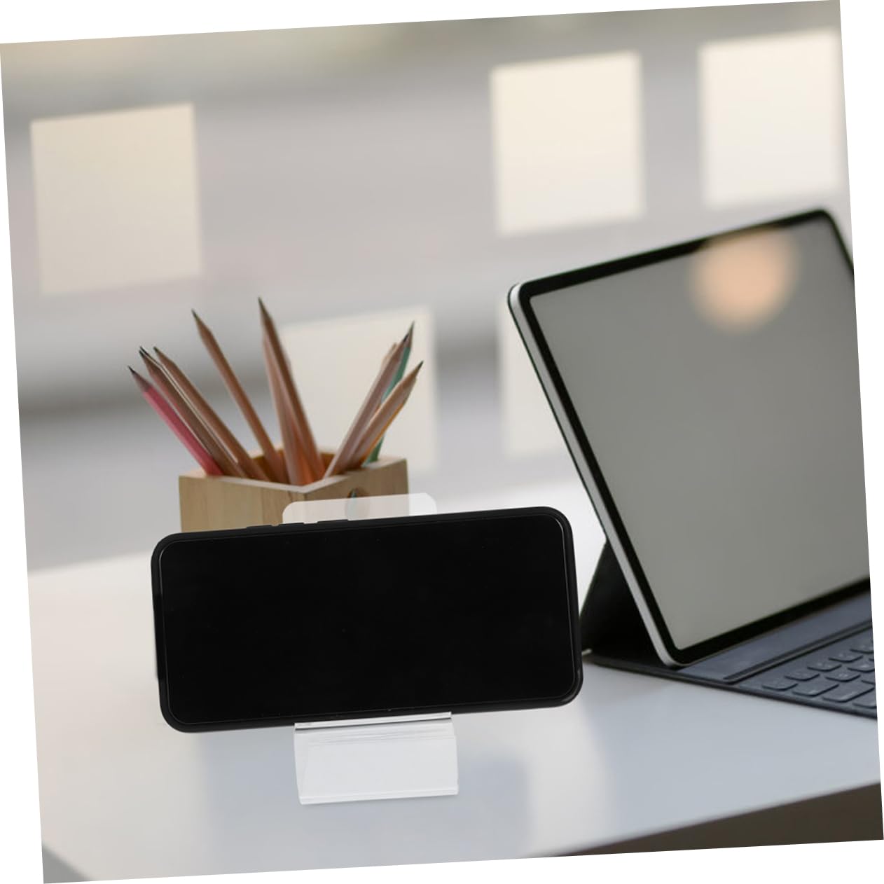 DOITOOL Supporto per Telefono da Scrivania in Acrilico Trasparente 15pezzi per Smartphone e Tablet Design Sottile per Ufficio e Visione Continua