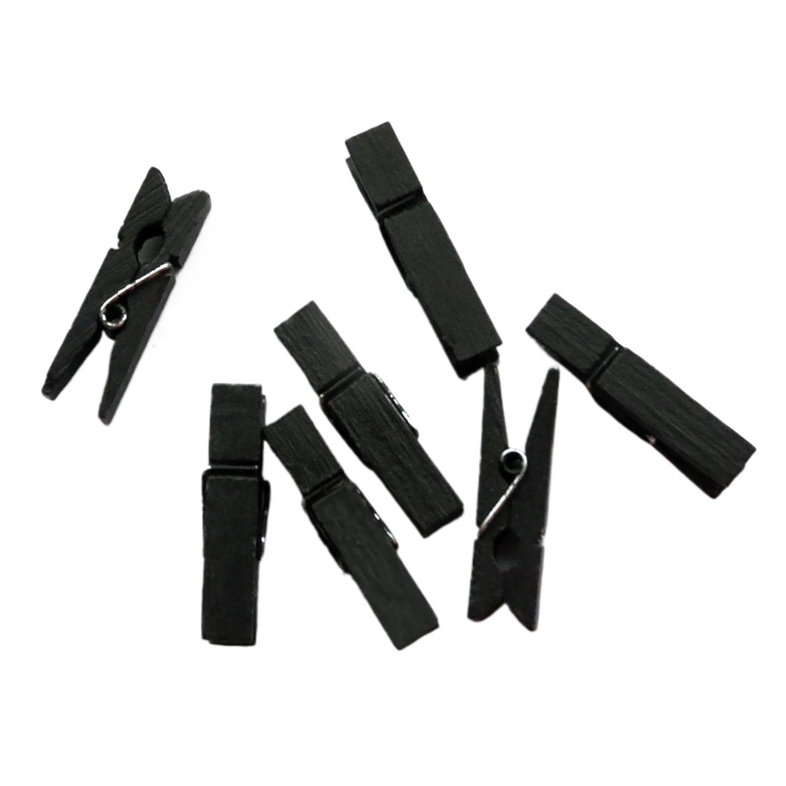 200Pcs Wooden Clothespins Colorful Small Clip For Colthes(Black)