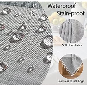 Linen RoundSquare Table Cloth Waterproof Cotton Fabric Farmhouse Burlap Rustic Gray Tablecloth for Party Holiday Camping Picnic Kitchen Coffee and Dining Room Table Decor55 x 55 Inches