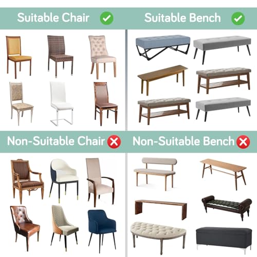 Image of HOKIPO Premium Velvet Cover Set for 4 Dining Chairs + 1 Dining Bench, Beige Persian Garden (AR-5799-D9)