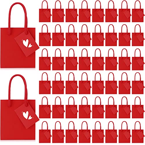 Zhehao 50 Pack Mini Gift Bags Bulk with Handles and Tags,Red