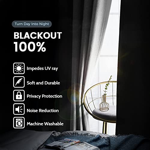 Image of SimpleHome White 100% Blackout Curtains Room Darkening Living Room 63 Inch