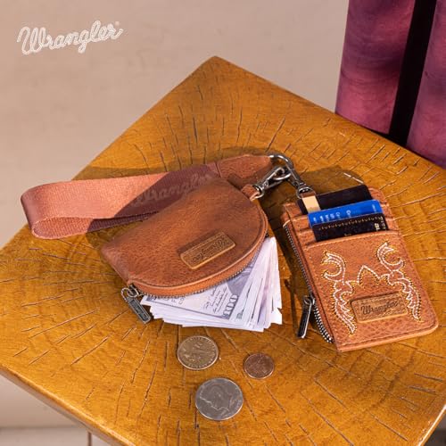 Image of Wrangler Keychain Wristlet Wallets for Women Western Dual Pouch Wristlet Credit Card Holder Wallet