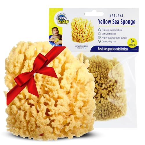 Image of Baby Buddy Natural Yellow Sea Sponge, Newborn Bath Time Essential, Soft and Gentle for Tender Skin, Hypoallergenic and Biodegradable, 1 Pack