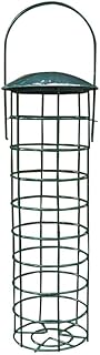 Hanging Bird Feeder, Squirrel-Proof Hanging Wild Birds Feeder, Wild Bird Metal Feeder for Fat Ball & Suet Ball, Seed & Nut, Feeding Station, Sturdy Iron Feeder for Outdoor Garden Fence (Green)